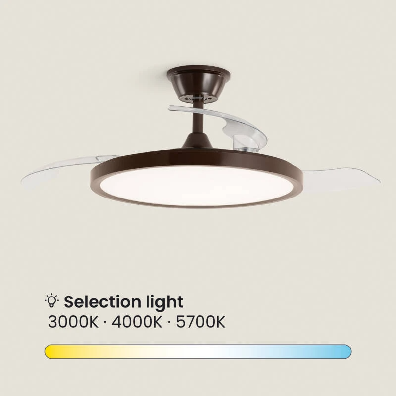 Fantiluxe Varnvik Ventilador de techo, Ø106 cm, Mando a distancia, Marrón / Transparente
