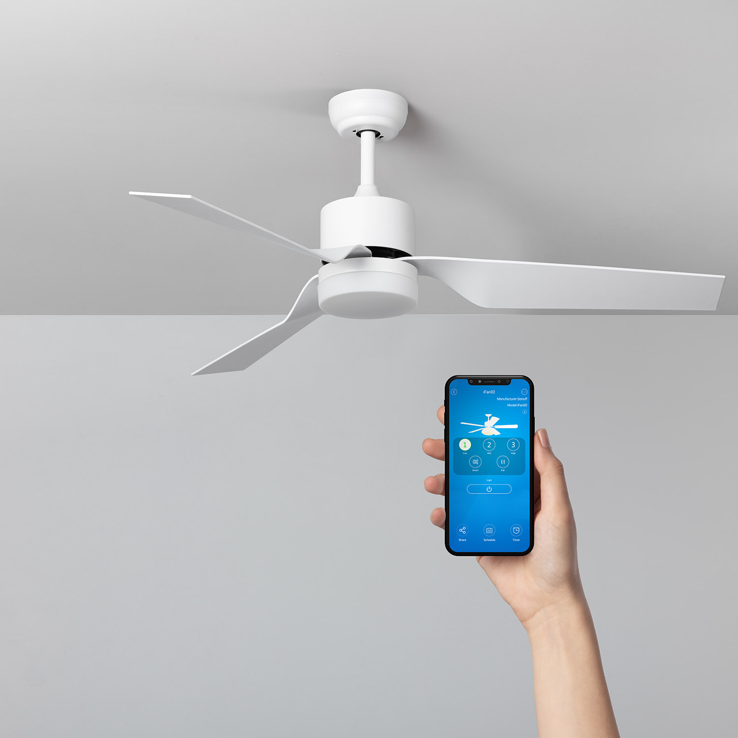 Ventiluxe Hannelore Ventilador de techo con luz, ØØ132cm cm, Mando a distancia, Blanco