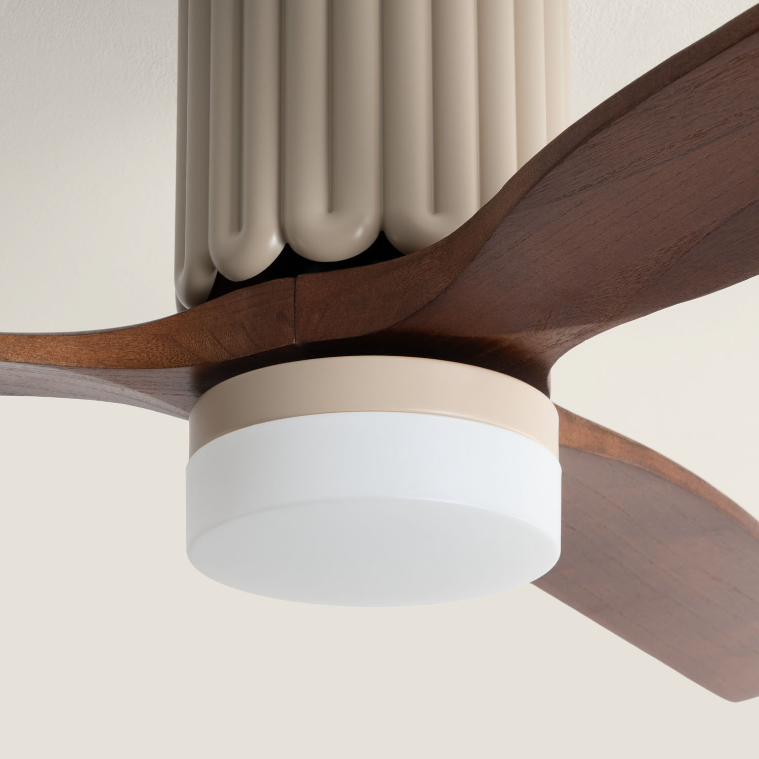 Fantiluxe Esmay Ventilador de techo, Ø132 cm, Mando a distancia, Beige / aspecto madera oscura