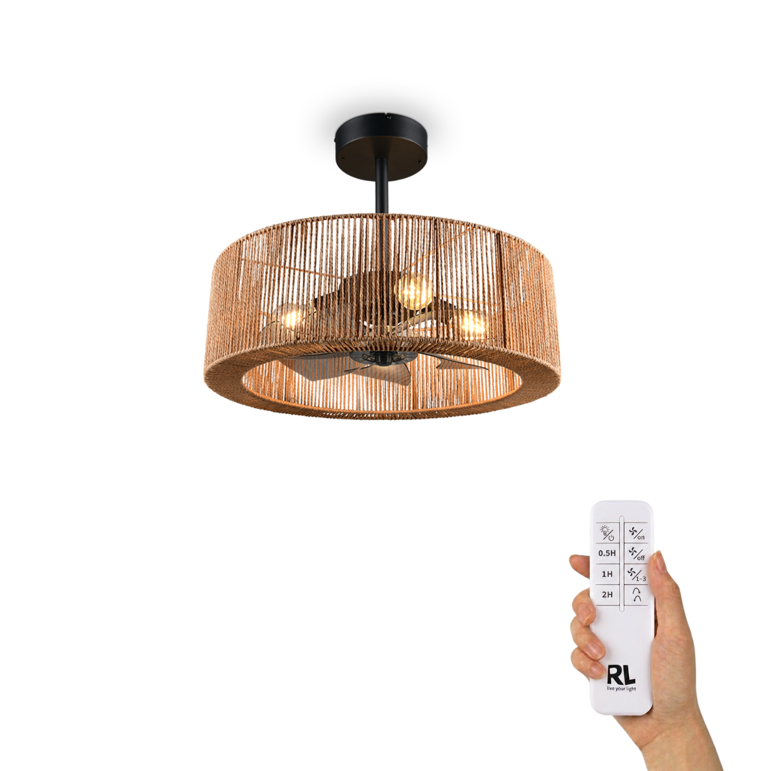 Fantiluxe Wilma Ventilador de techo, Ø61 cm, Mando a distancia, aspecto madera