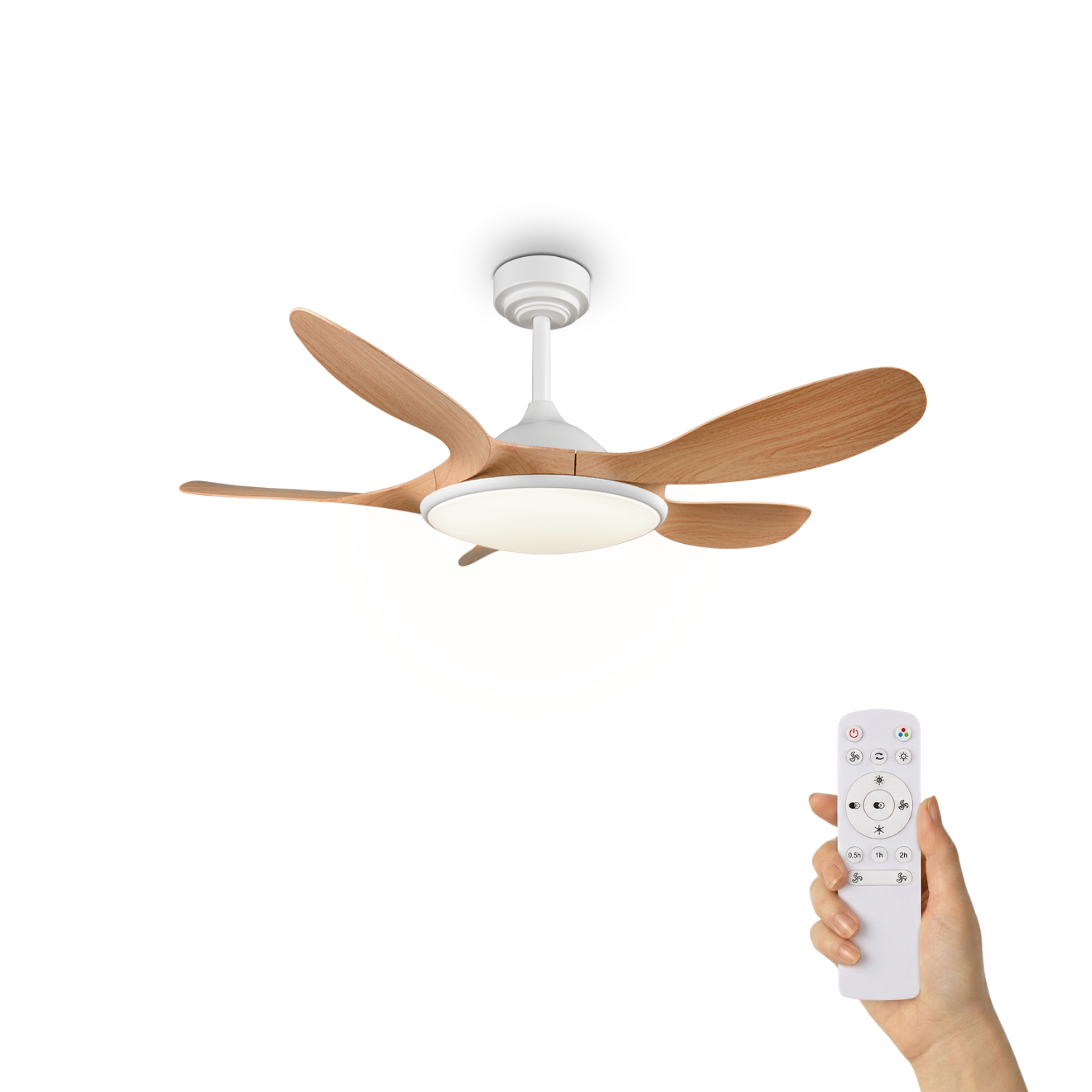 Fantiluxe Brynja Ventilador de techo, Ø108 cm, Mando a distancia, aspecto madera