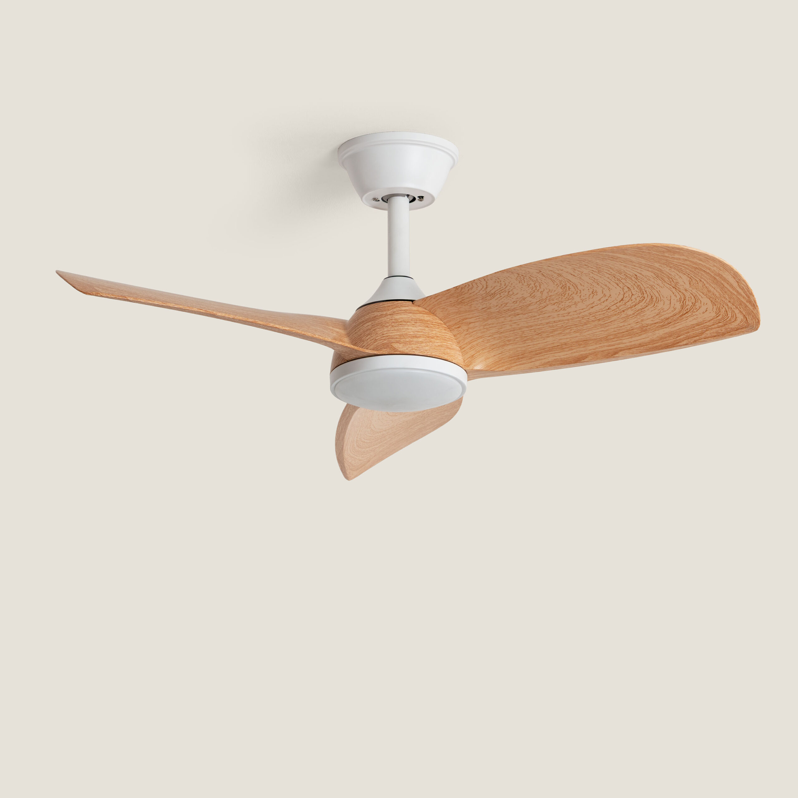 Fantiluxe Oliver Ventilador de techo, Ø76 cm, Mando a distancia, Blanco / aspecto madera