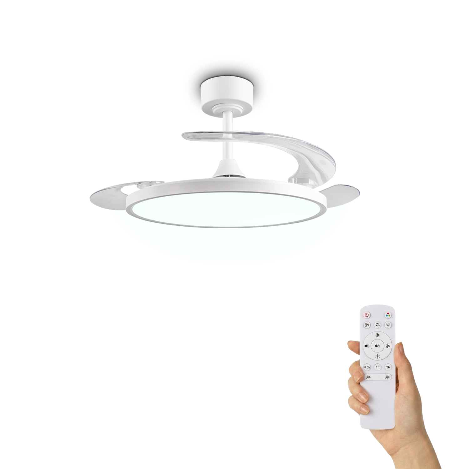 Fantiluxe Soren Ventilador de techo, Ø106,5 cm, Mando a distancia, Blanco