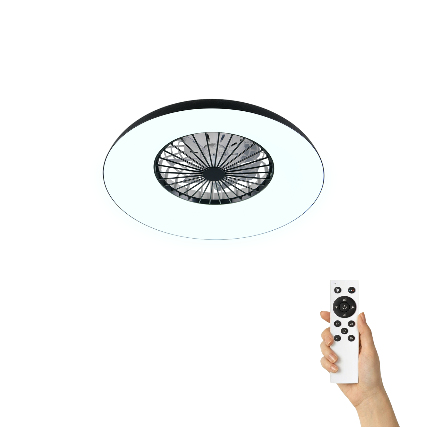 Fantiluxe Espen Ventilador de techo, Ø60 cm, Mando a distancia, Negro