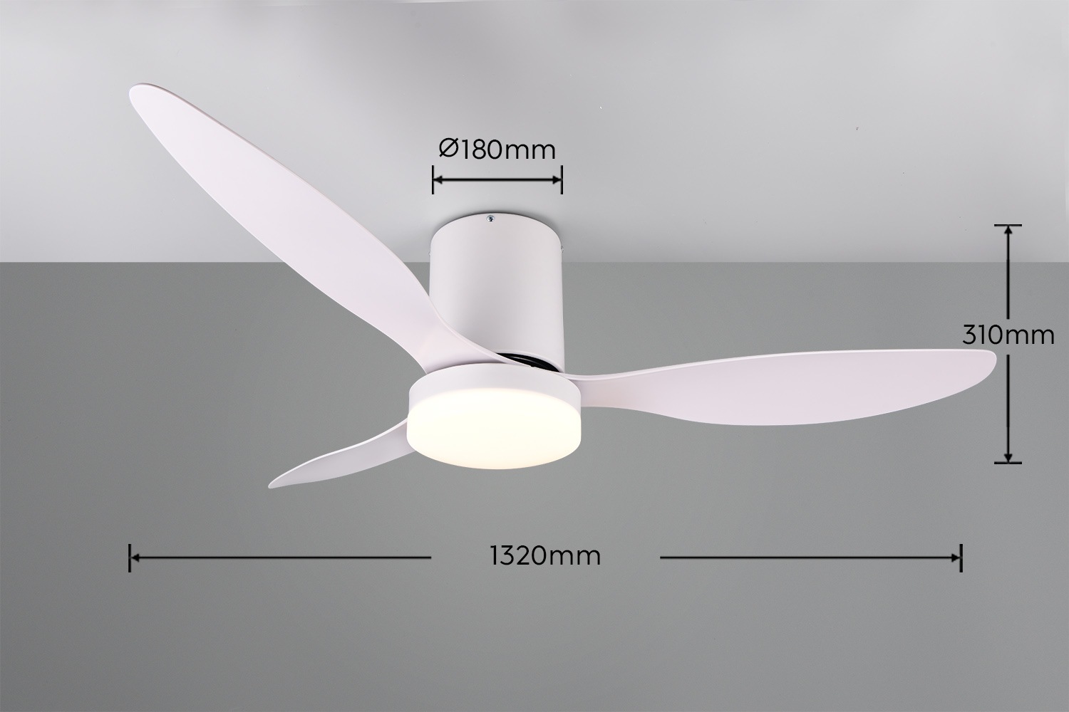Fantiluxe Magnus Ventilador de techo, Ø132 cm, Mando a distancia, Blanco