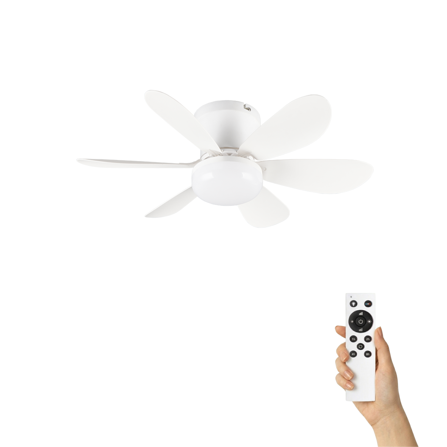 Fantiluxe Alva Ventilador de techo, Ø53 cm, Mando a distancia, Blanco