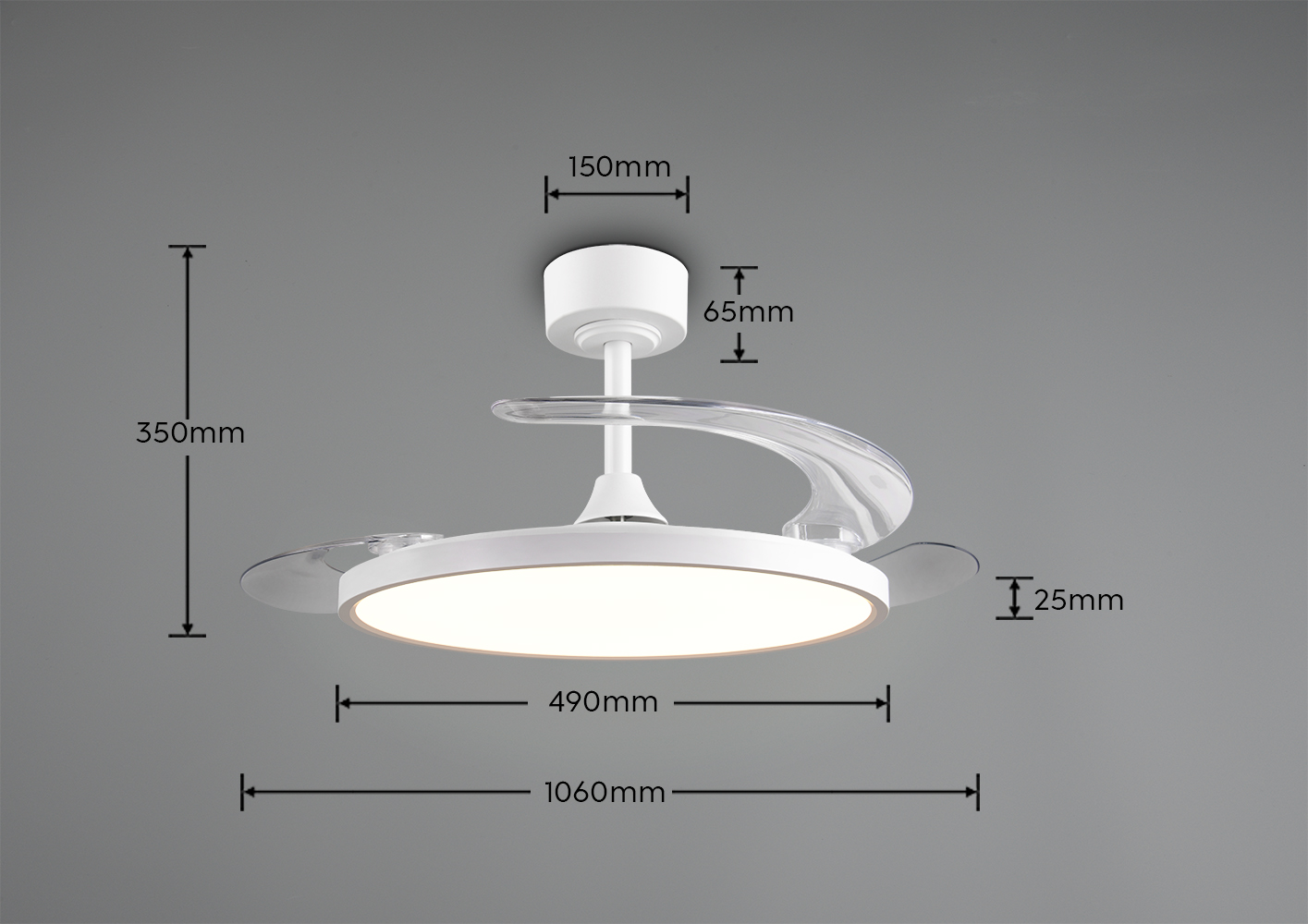 Fantiluxe Soren Ventilador de techo, Ø106,5 cm, Mando a distancia, Blanco