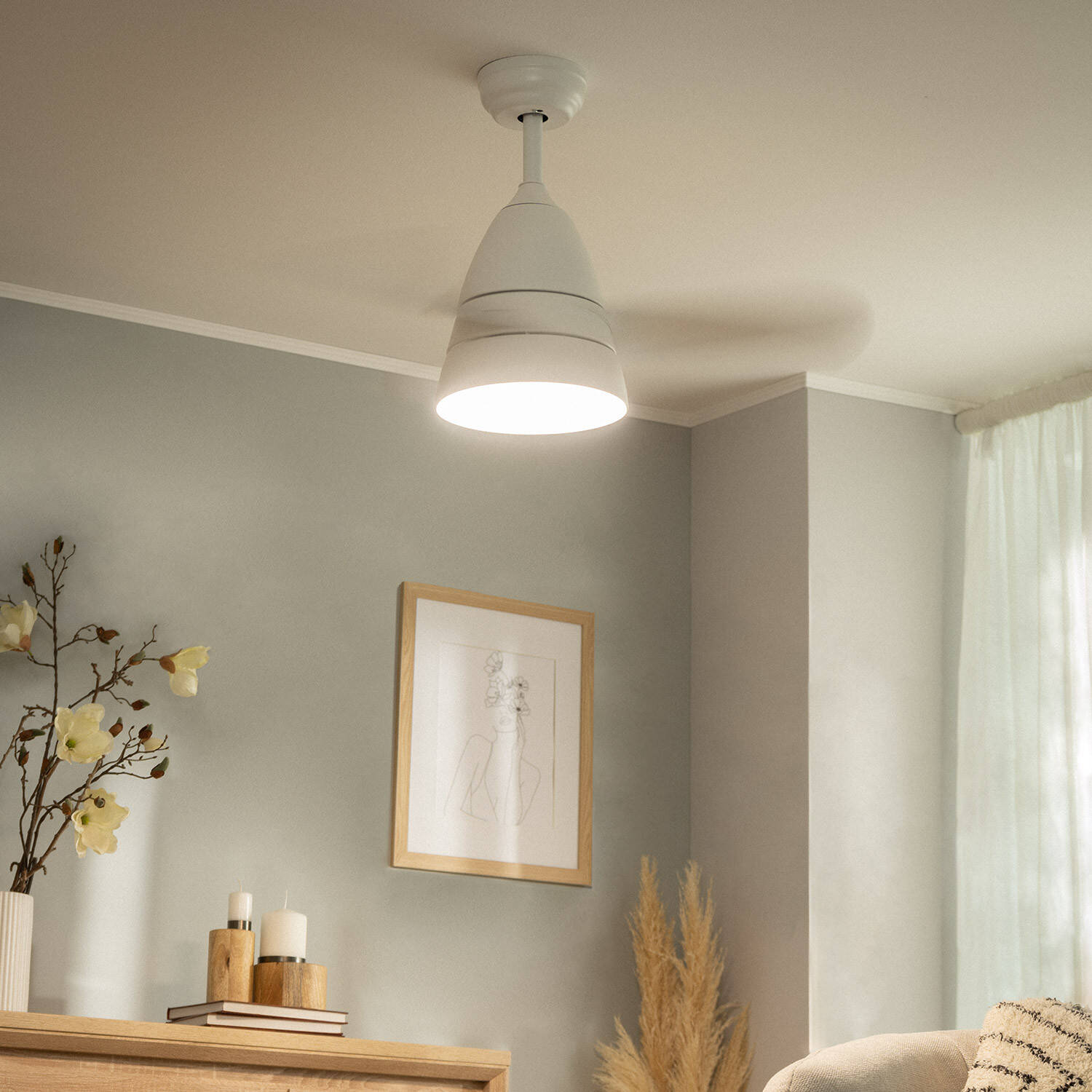 Fantiluxe Viklund Ventilador de techo, Ø91 cm, Mando a distancia, Blanco