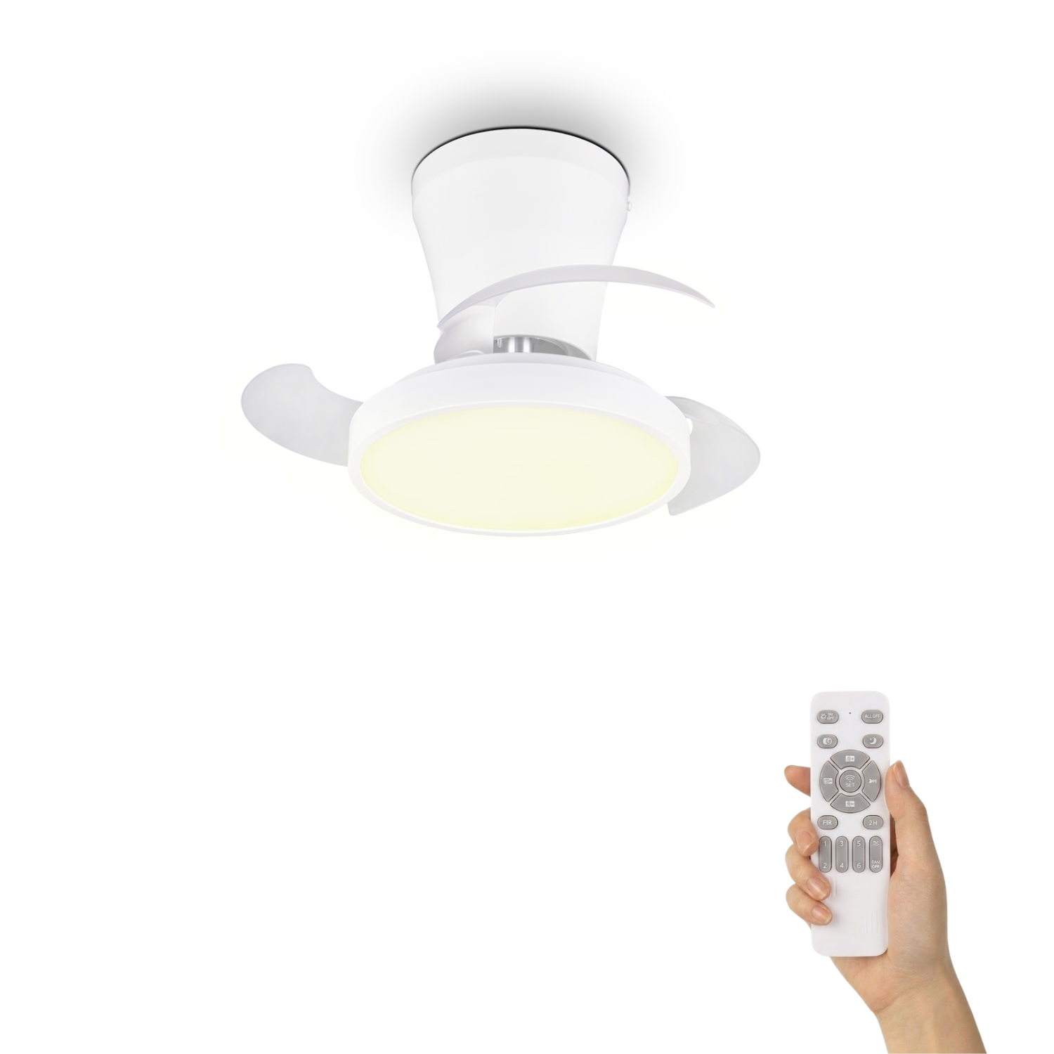 Fantiluxe Kasper Ventilador de techo, Ø41 cm, Mando a distancia, Blanco