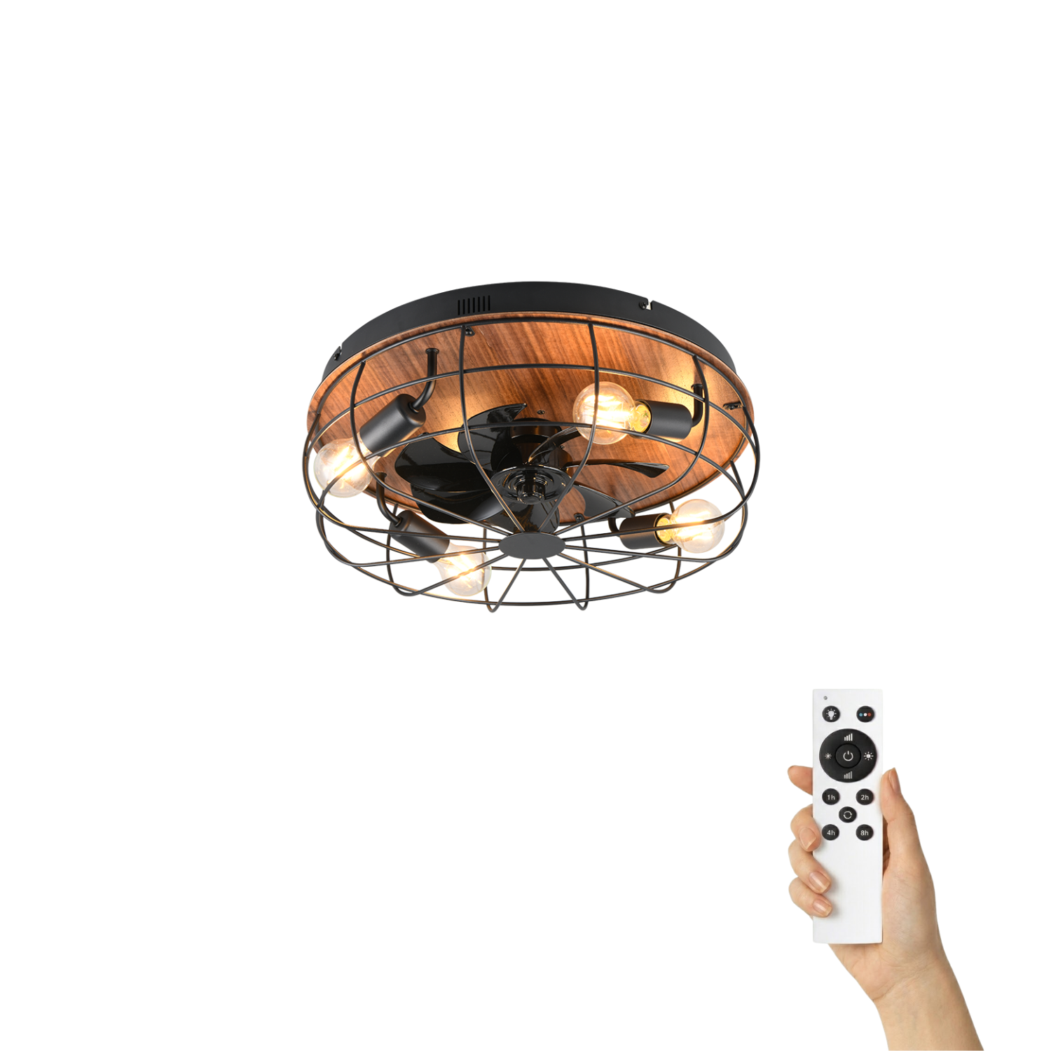 Fantiluxe Olav Ventilador de techo, Ø48 cm, Mando a distancia, Negro