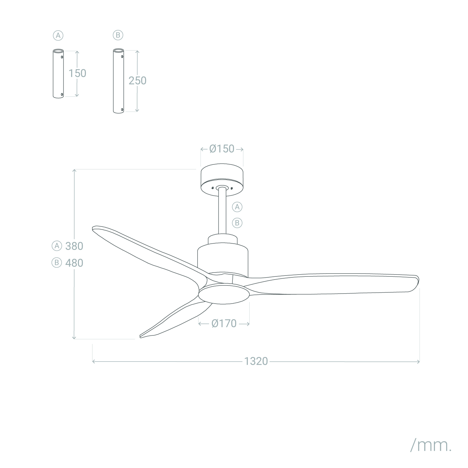 Fantiluxe Henrik Ventilador de techo, Ø132 cm, Mando a distancia, Blanco / aspecto madera clara