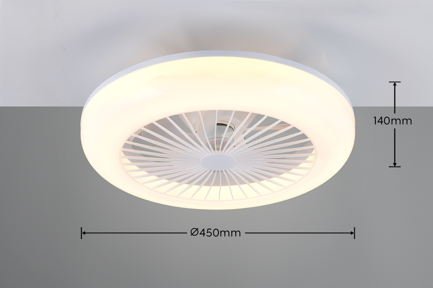 Fantiluxe Mette Ventilador de techo, Ø45 cm, Mando a distancia, Blanco