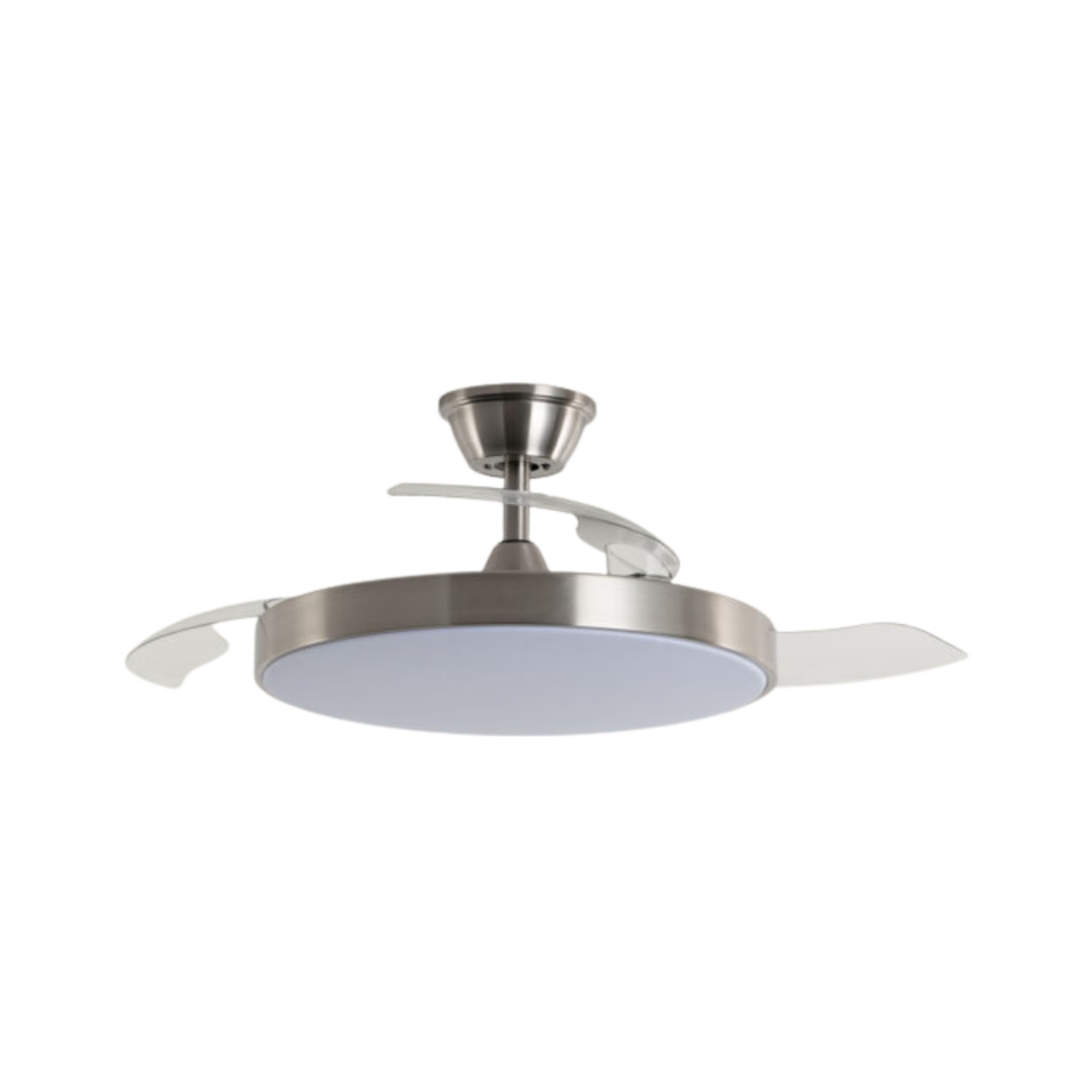 Fantiluxe Rasmus Ventilador de techo, Ø106 cm, Mando a distancia + aplicación móvil, Níquel / Transparente