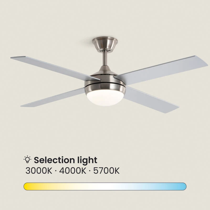 Fantiluxe Gustav Ventilador de techo, Ø132 cm, Mando a distancia, Níquel / Plata