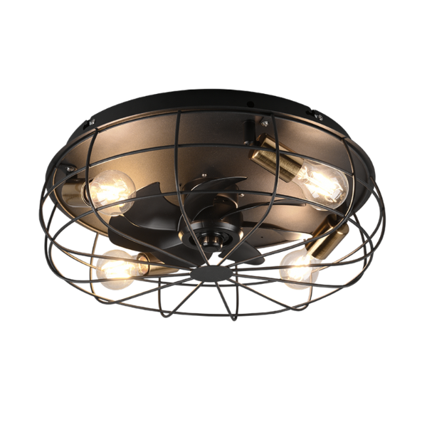 Fantiluxe Sam Ventilador de techo, Ø48 cm, Mando a distancia, Negro