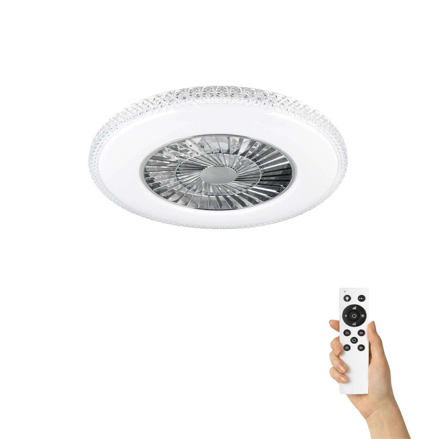 Fantiluxe Tove Ventilador de techo, Ø60 cm, Mando a distancia, Cromo