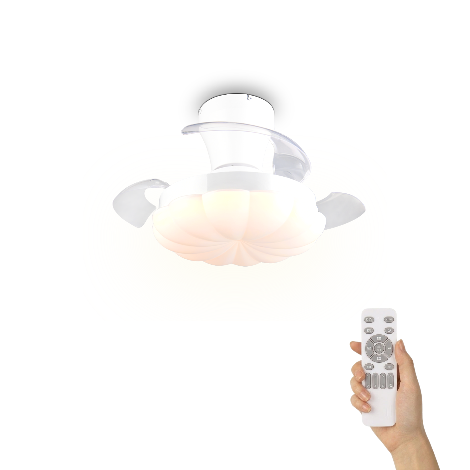 Fantiluxe Ingrid Ventilador de techo, Ø60 cm, Mando a distancia, Blanco