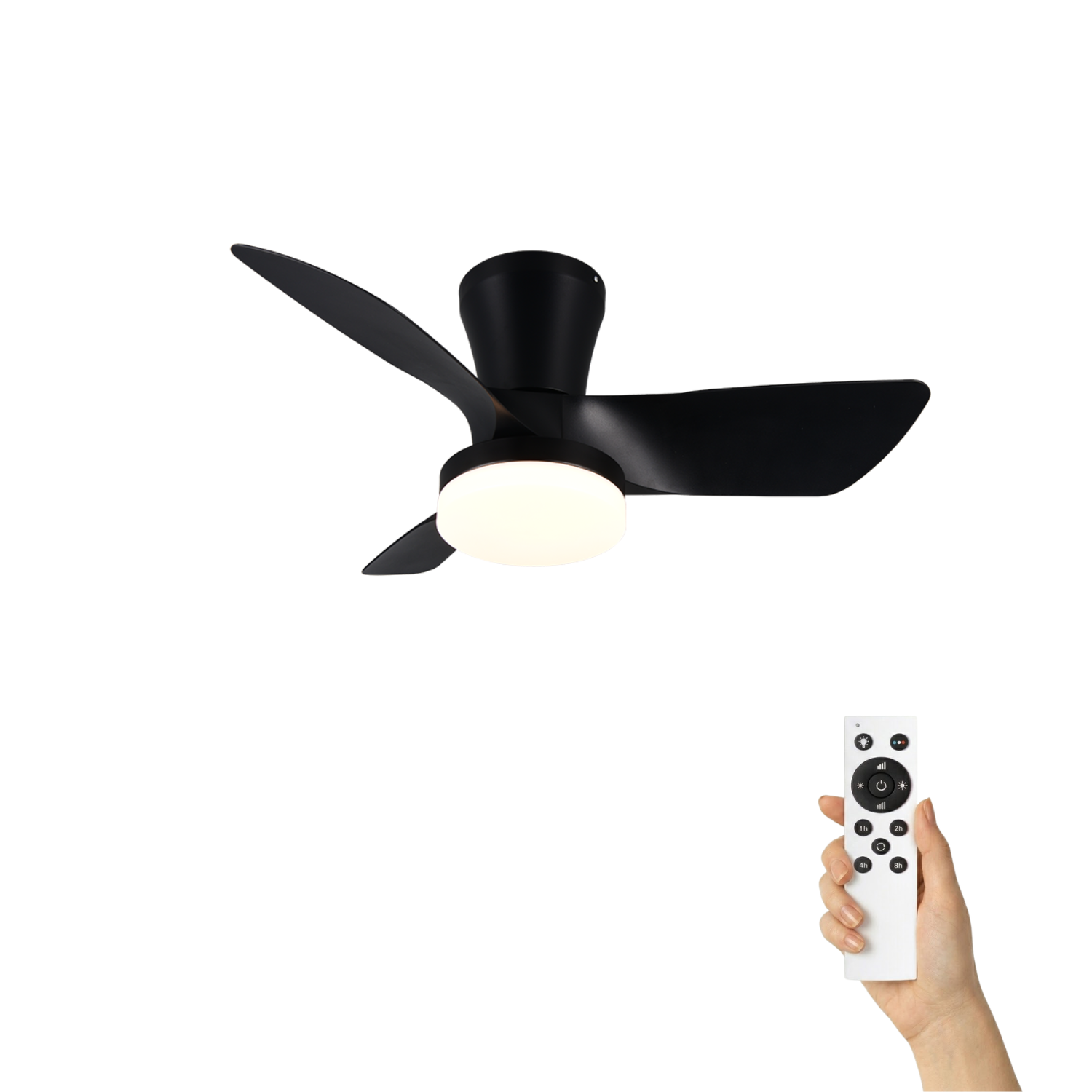 Fantiluxe Annika Ventilador de techo, Ø76 cm, Mando a distancia, Negro