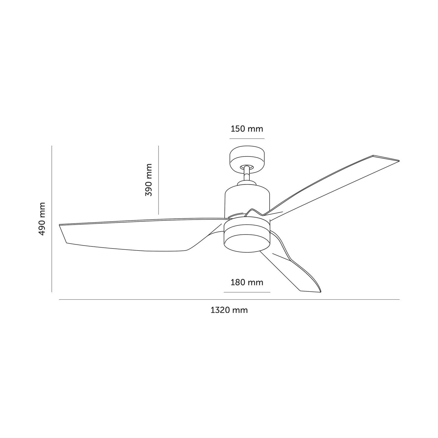 Ventiluxe Hannelore Ventilador de techo con luz, ØØ132cm cm, Mando a distancia, Blanco