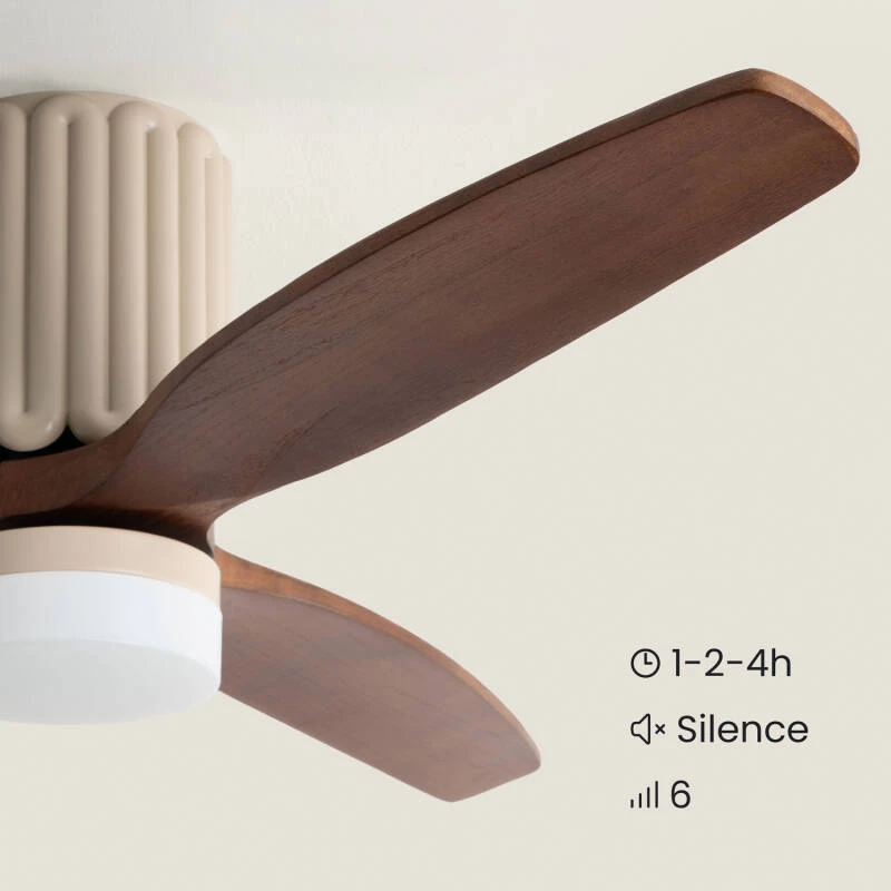 Fantiluxe Esmay Ventilador de techo, Ø132 cm, Mando a distancia, Beige / aspecto madera oscura