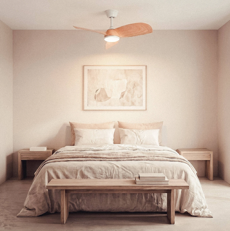 Fantiluxe Oliver Ventilador de techo, Ø76 cm, Mando a distancia, Blanco / aspecto madera