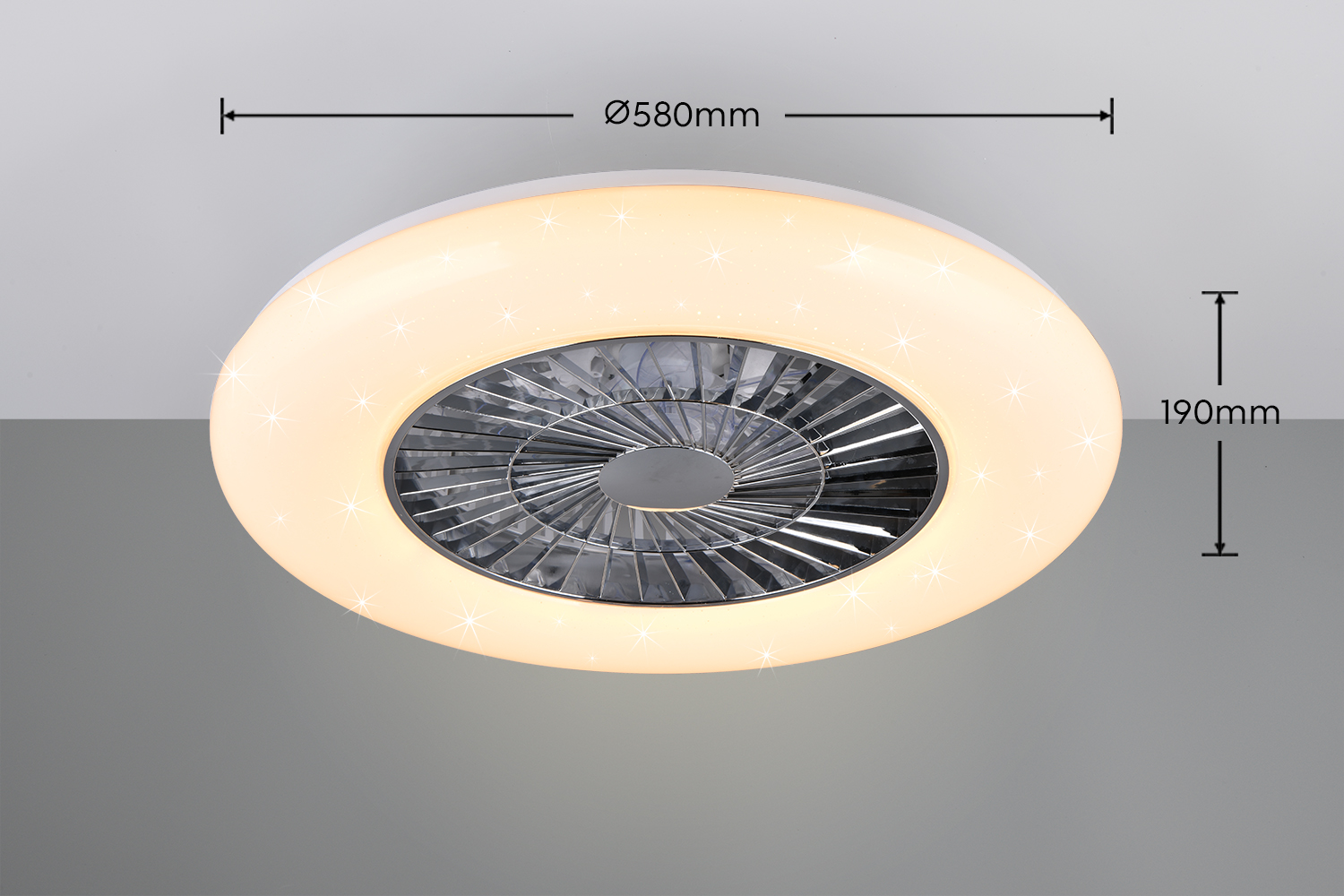 Fantiluxe Agnes Ventilador de techo, Ø58 cm, Mando a distancia, Cromo