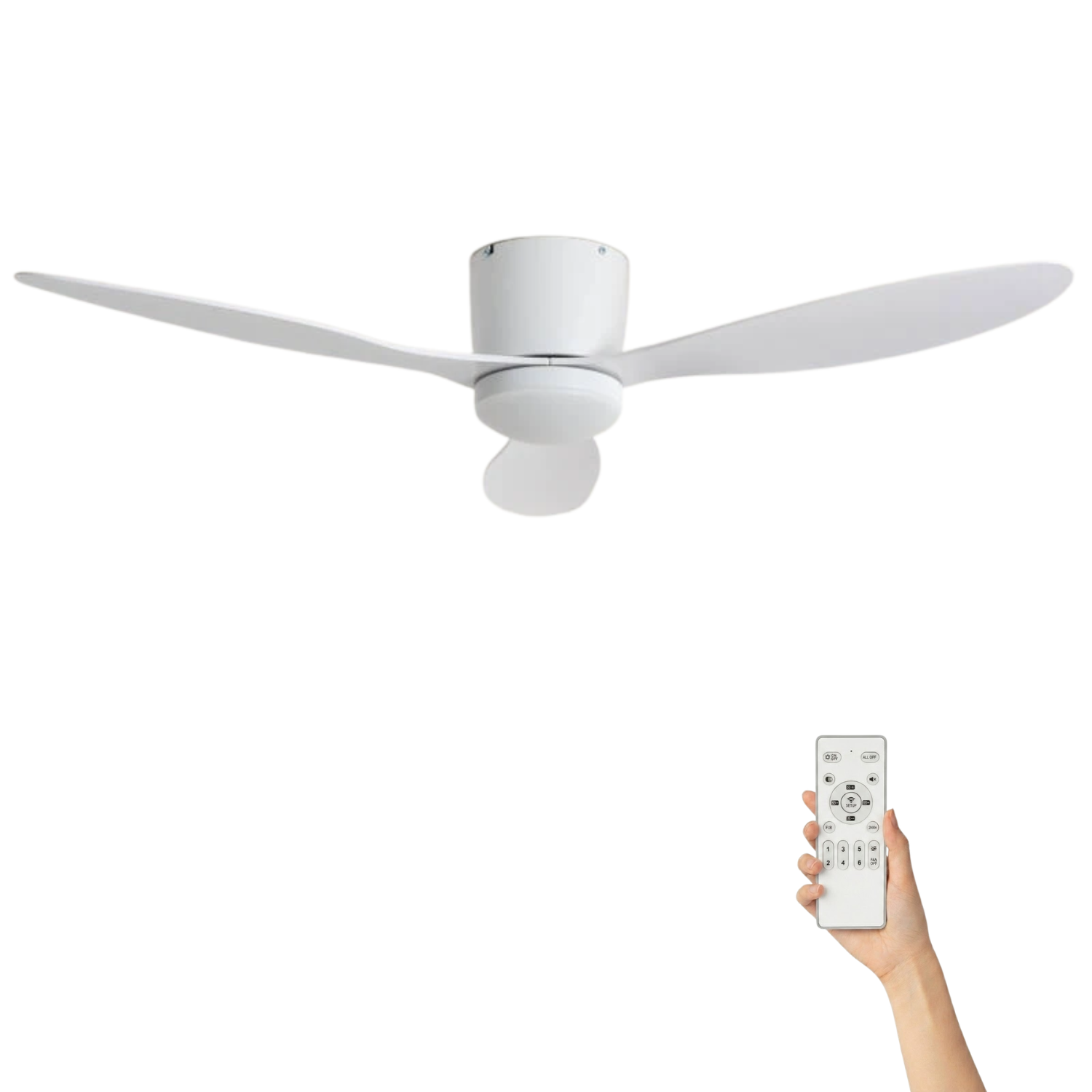 Fantiluxe Nils Ventilador de techo, Ø132 cm, Mando a distancia, Blanco