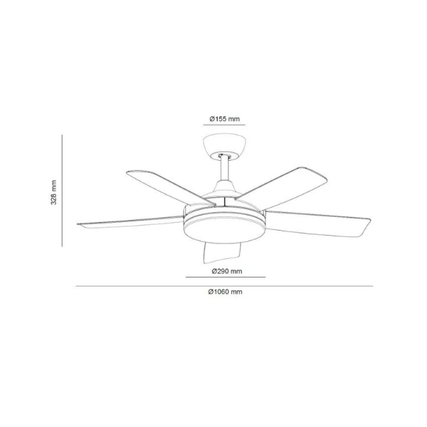 Cool Breeze Matilda Ventilador de techo con luz, ØØ106cm cm, Mando a distancia + control de pared, Blanco