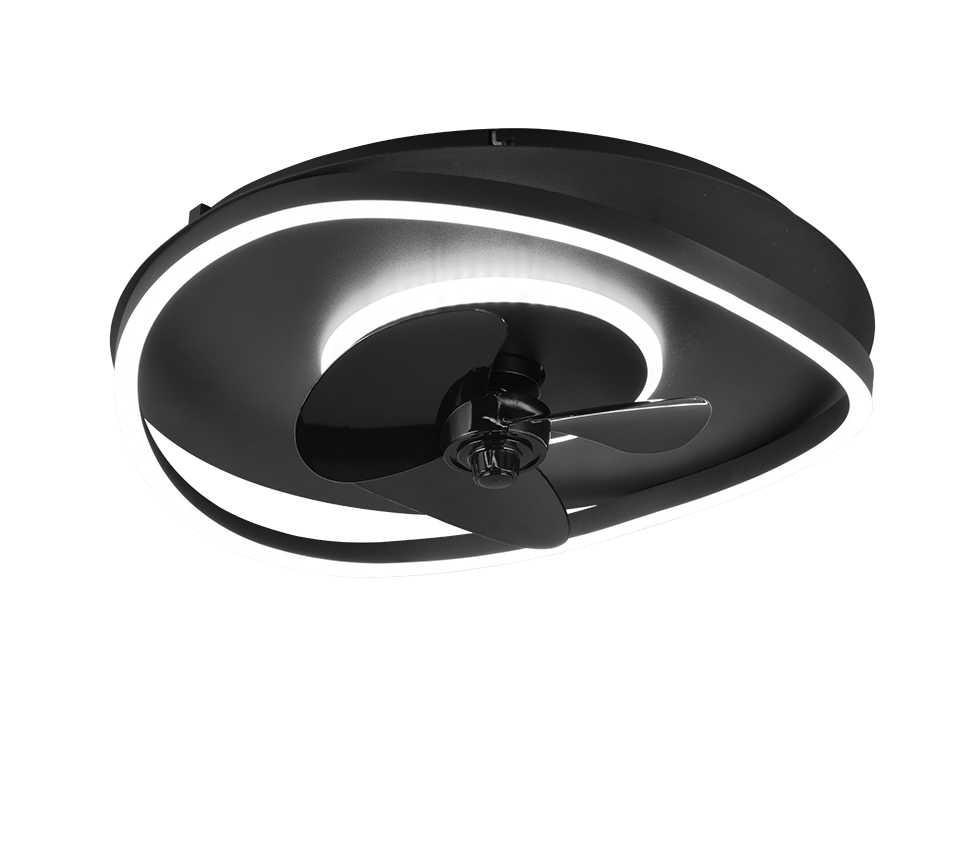 Fantiluxe Brynja Ventilador de techo, Ø50 cm, Mando a distancia, Negro