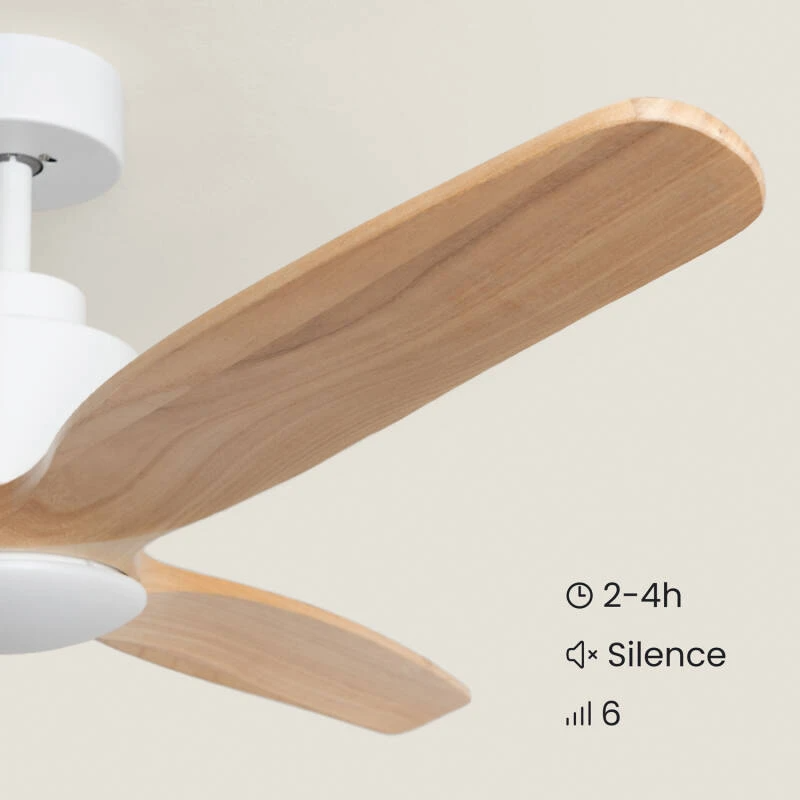 Fantiluxe Henrik Ventilador de techo, Ø132 cm, Mando a distancia, Blanco / aspecto madera clara