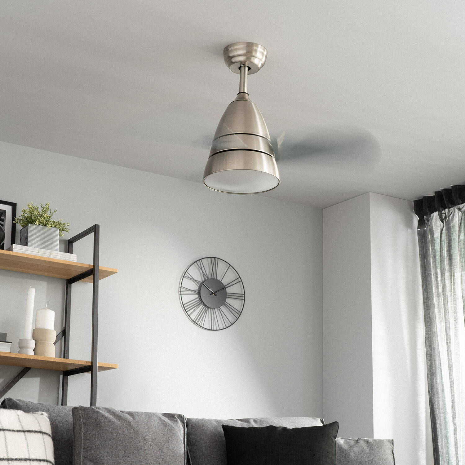 Fantiluxe Holmstrom Ventilador de techo, Ø91 cm, Mando a distancia, Plata