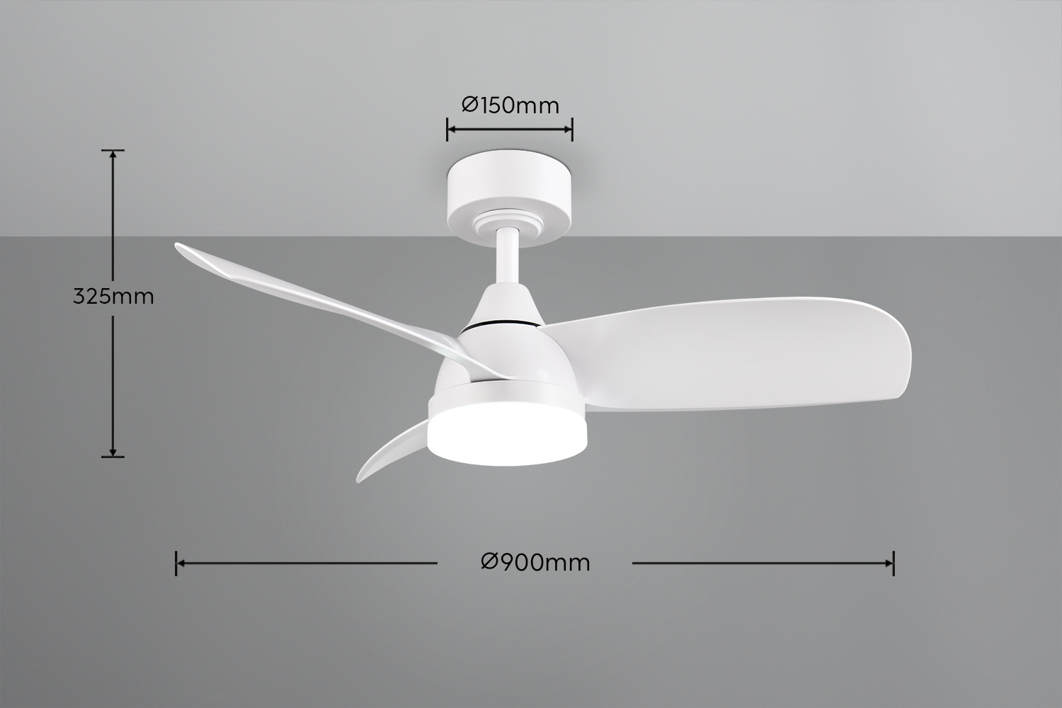 Fantiluxe Ingrid Ventilador de techo, Ø90 cm, Mando a distancia, Blanco