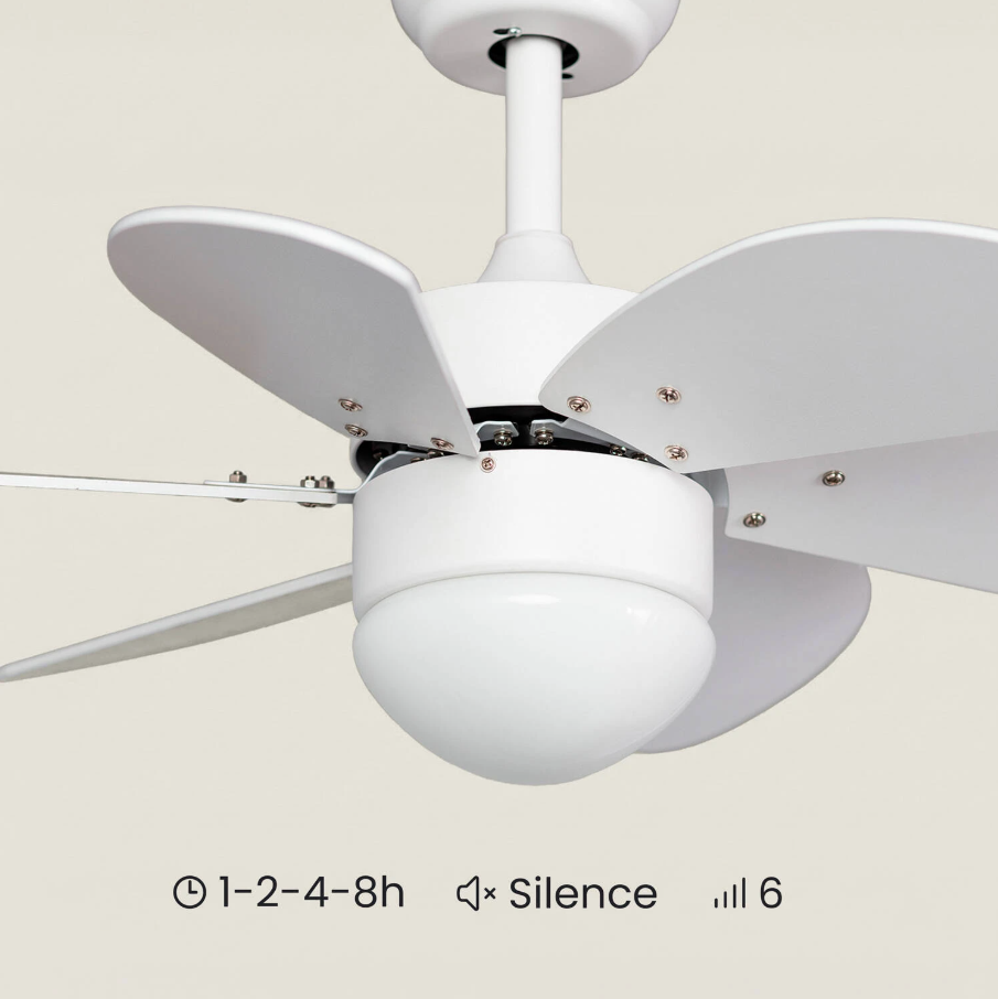 Fantiluxe Orejo Ventilador de techo, ØØ81cm cm, Mando a distancia, Blanco
