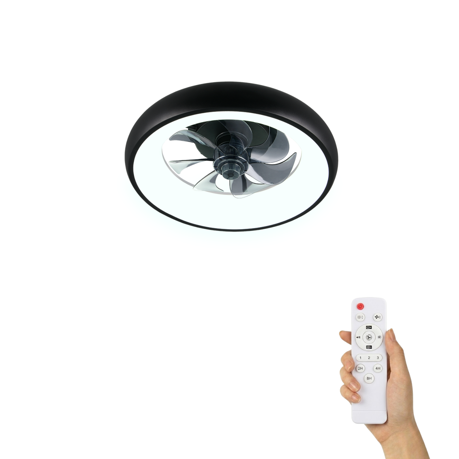 Fantiluxe Saga Ventilador de techo, Ø40 cm, Mando a distancia, Negro