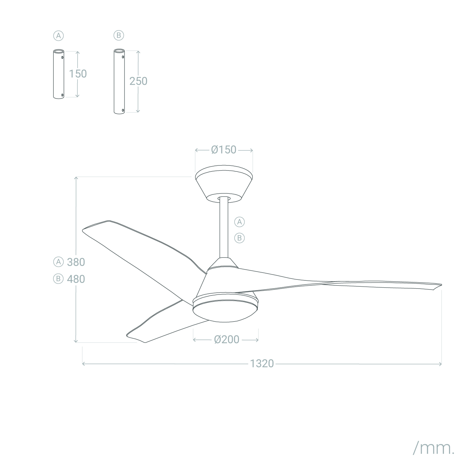 Fantiluxe Felix Ventilador de techo, Ø132 cm, Mando a distancia, Blanco / aspecto madera