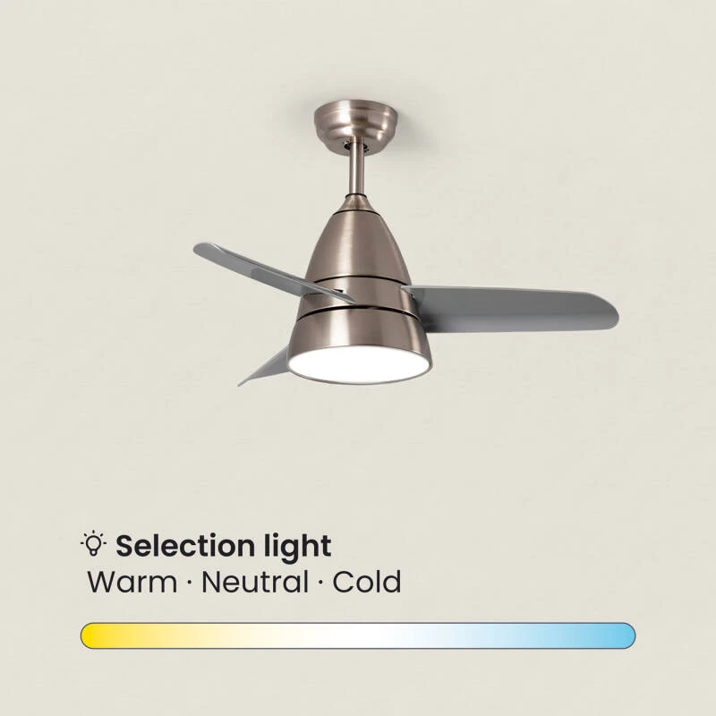 Fantiluxe Holmstrom Ventilador de techo, Ø91 cm, Mando a distancia, Plata