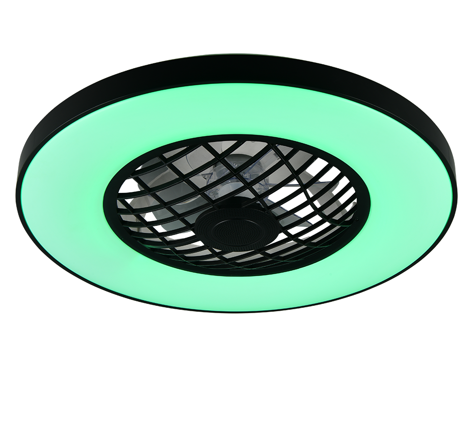 Fantiluxe Halldor Ventilador de techo, Ø59 cm, Mando a distancia, Negro