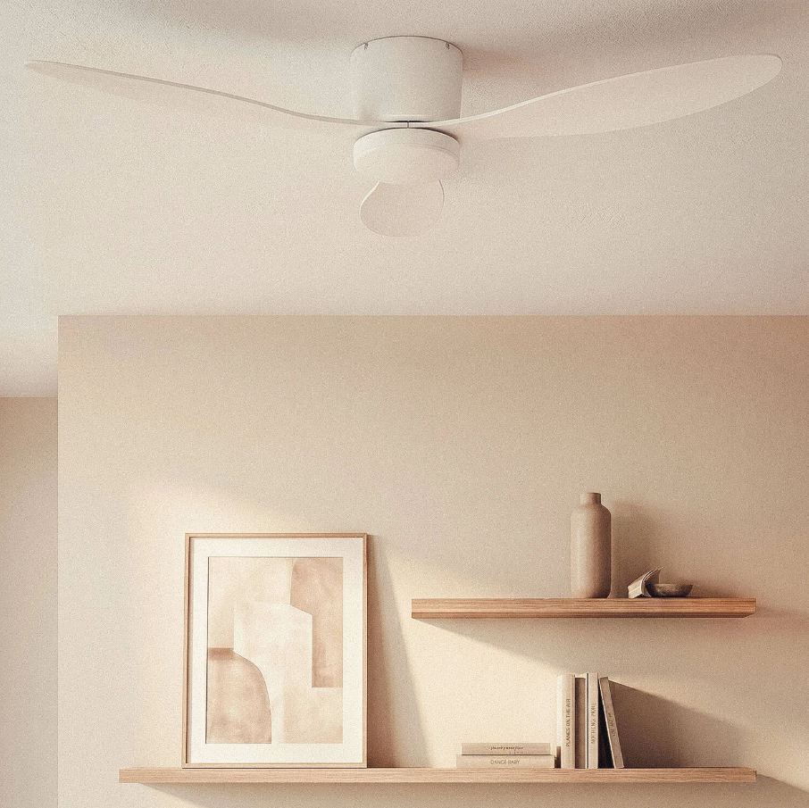 Fantiluxe Nils Ventilador de techo, Ø132 cm, Mando a distancia, Blanco