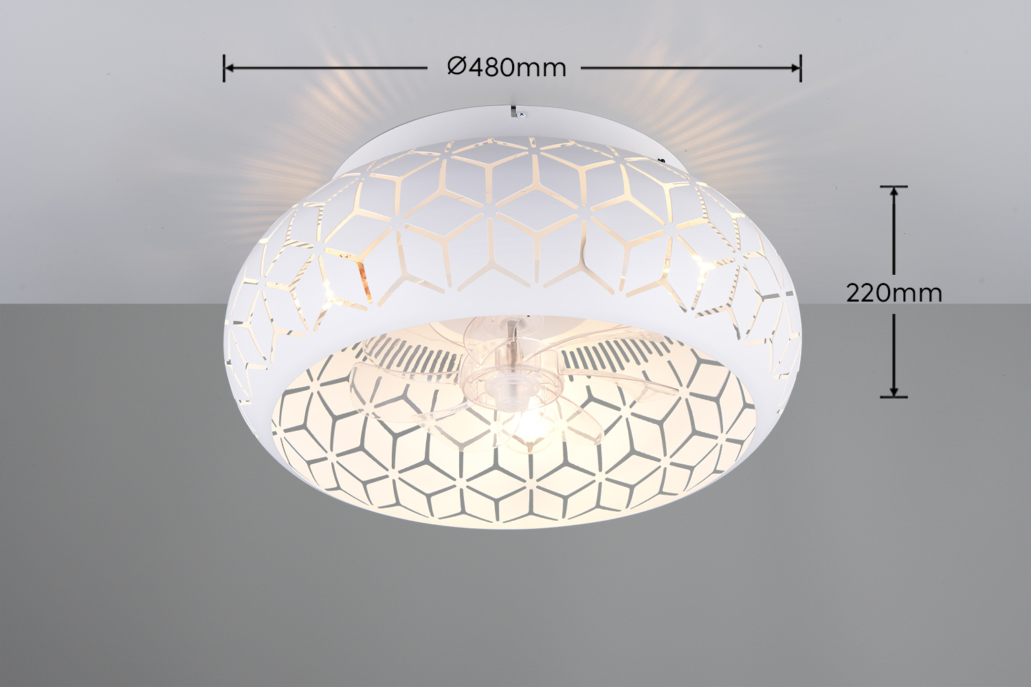 Fantiluxe Kasper Ventilador de techo, Ø50 cm, Mando a distancia, Blanco