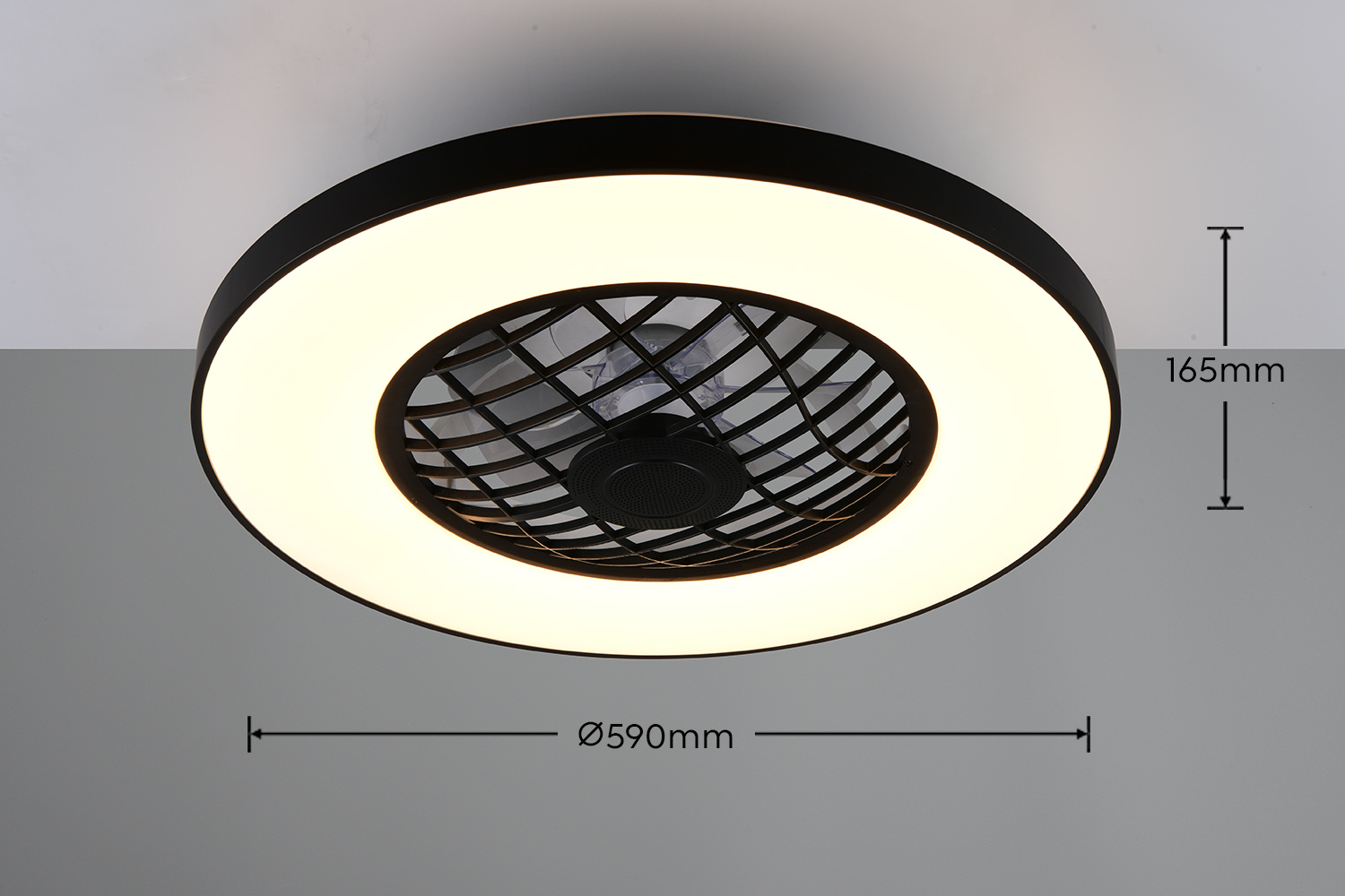 Fantiluxe Halldor Ventilador de techo, Ø59 cm, Mando a distancia, Negro