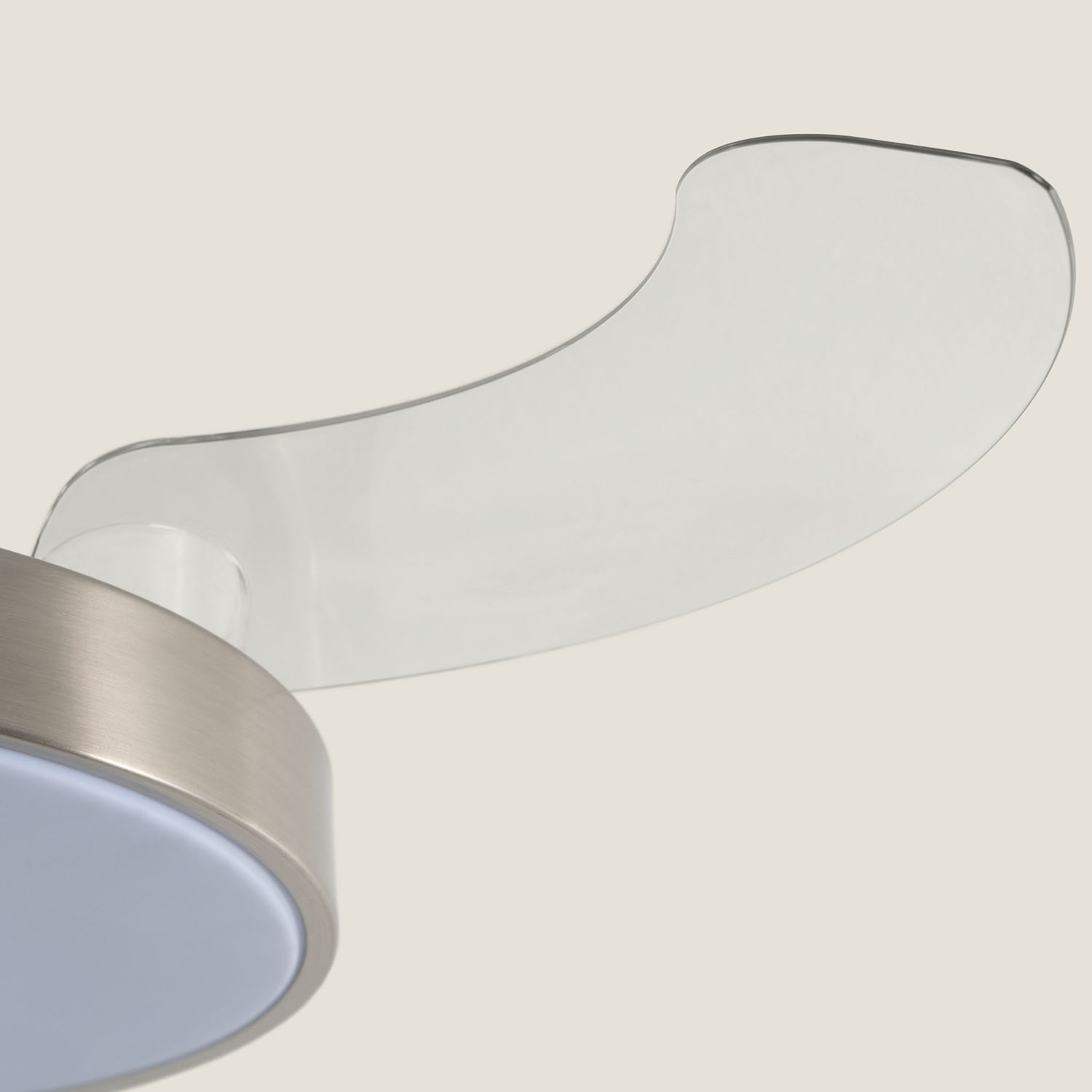 Fantiluxe Rasmus Ventilador de techo, Ø106 cm, Mando a distancia + aplicación móvil, Níquel / Transparente