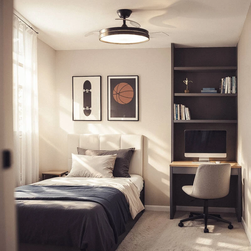Fantiluxe Lars Ventilador de techo, Ø106 cm, Mando a distancia + aplicación móvil, Negro / Transparente