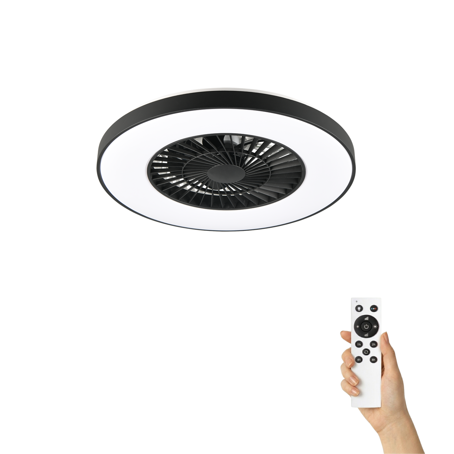 Fantiluxe Magnus Ventilador de techo, Ø58 cm, Mando a distancia, Negro