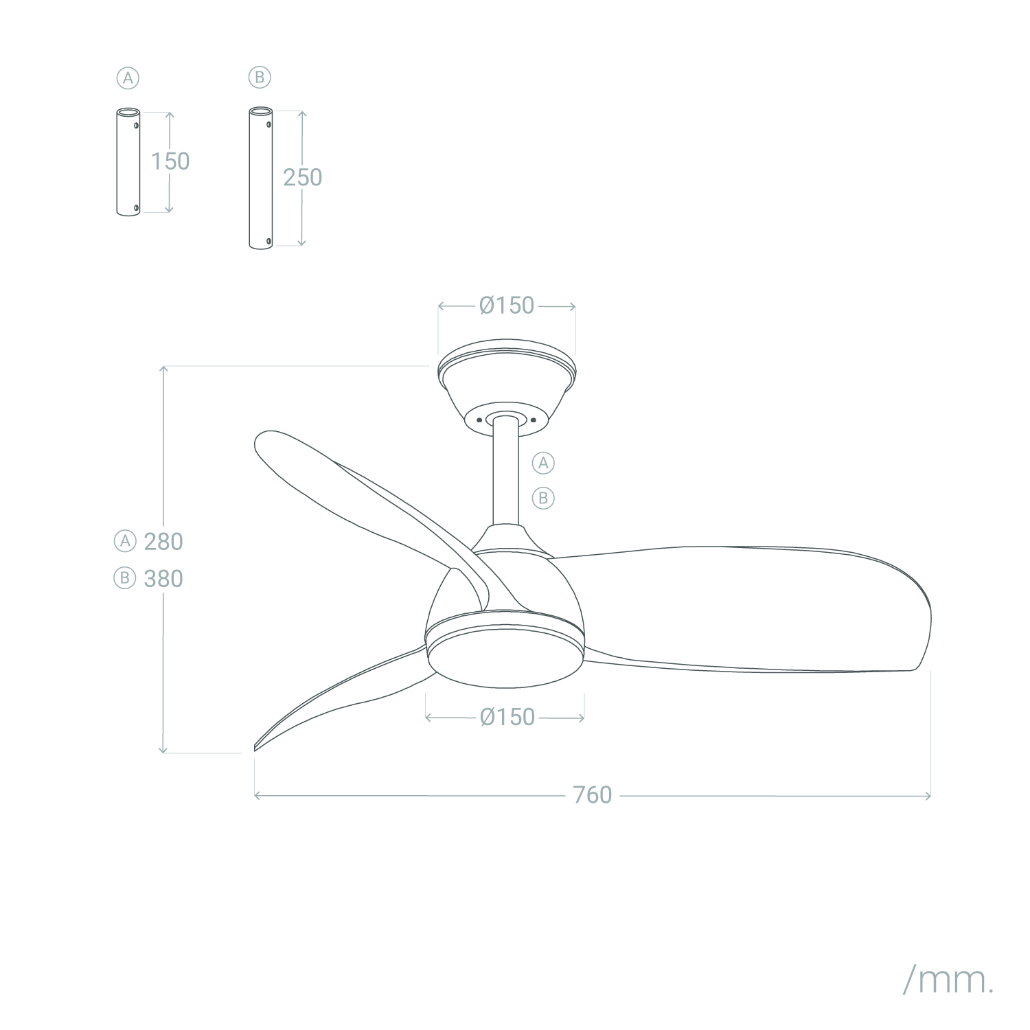 Fantiluxe Oliver Ventilador de techo, Ø76 cm, Mando a distancia, Blanco / aspecto madera