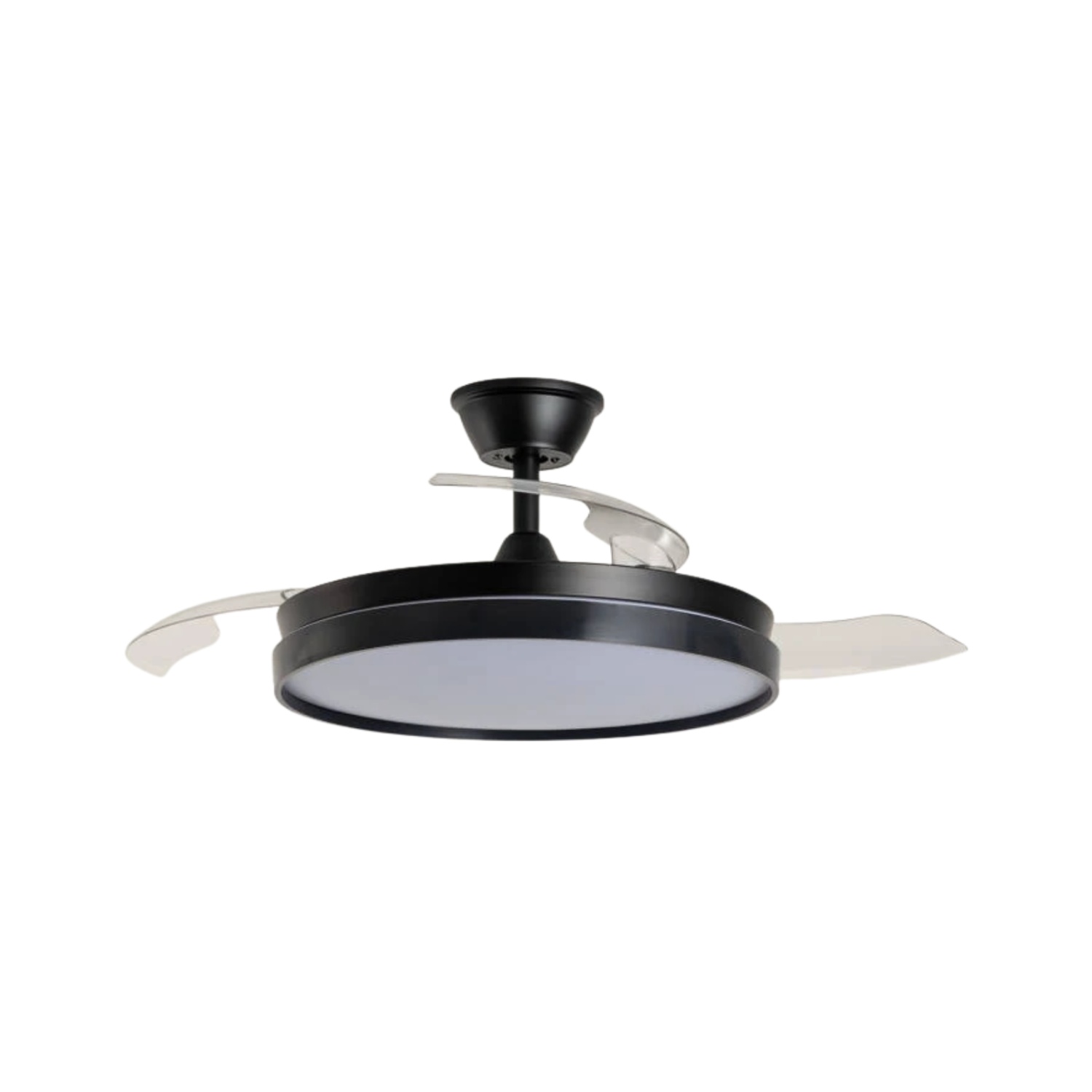 Fantiluxe Lars Ventilador de techo, Ø106 cm, Mando a distancia + aplicación móvil, Negro / Transparente