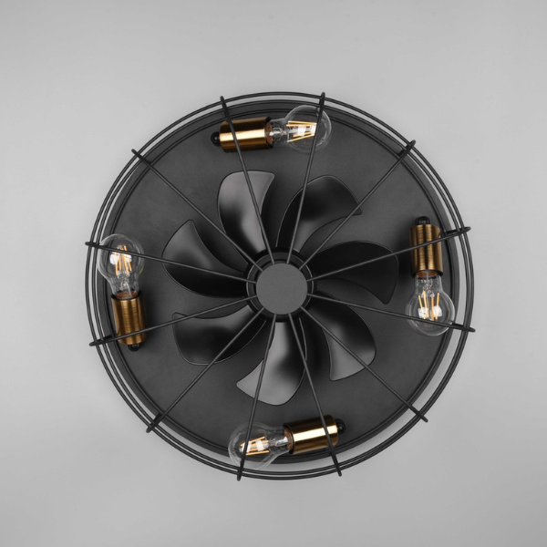 Fantiluxe Sam Ventilador de techo, Ø48 cm, Mando a distancia, Negro