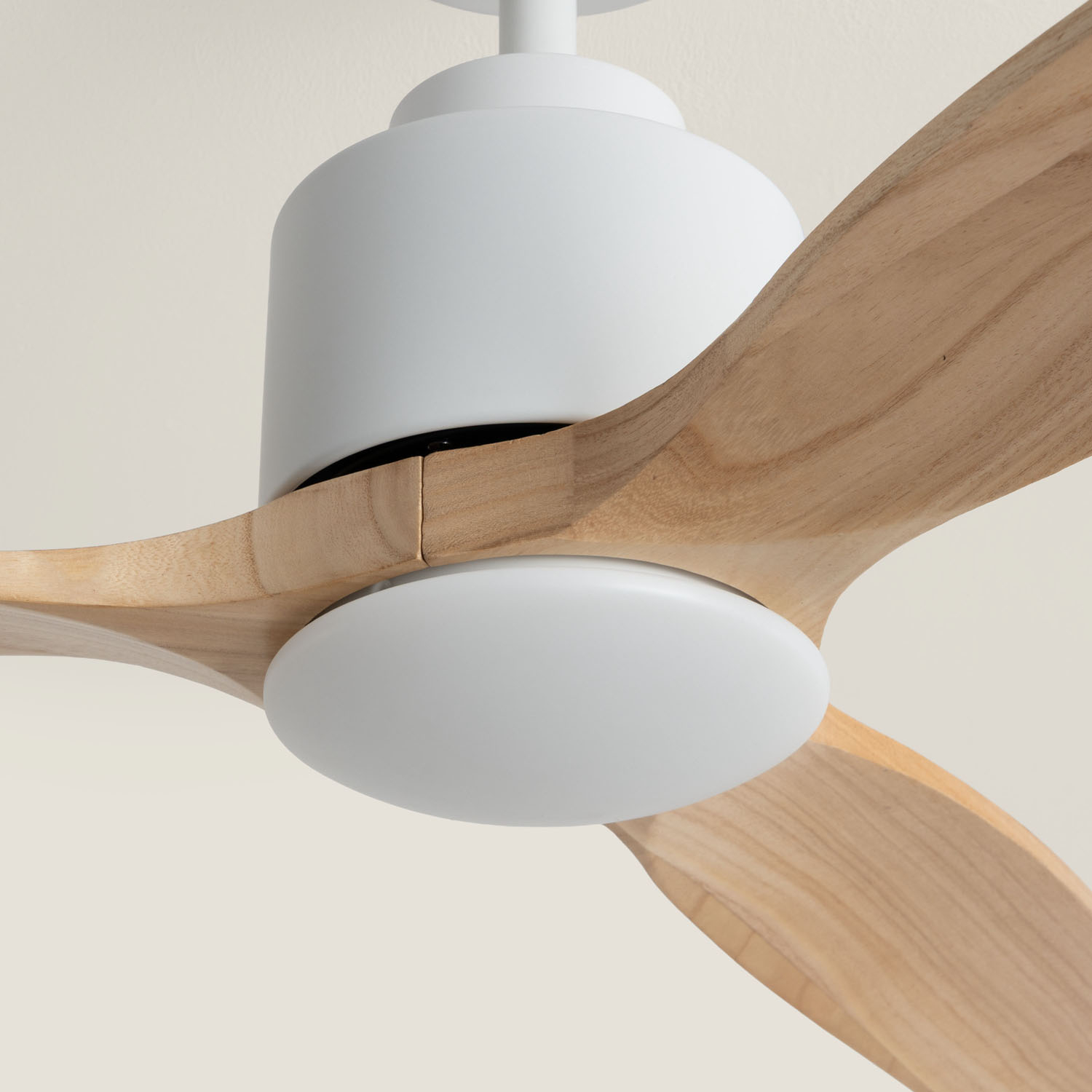 Fantiluxe Henrik Ventilador de techo, Ø132 cm, Mando a distancia, Blanco / aspecto madera clara