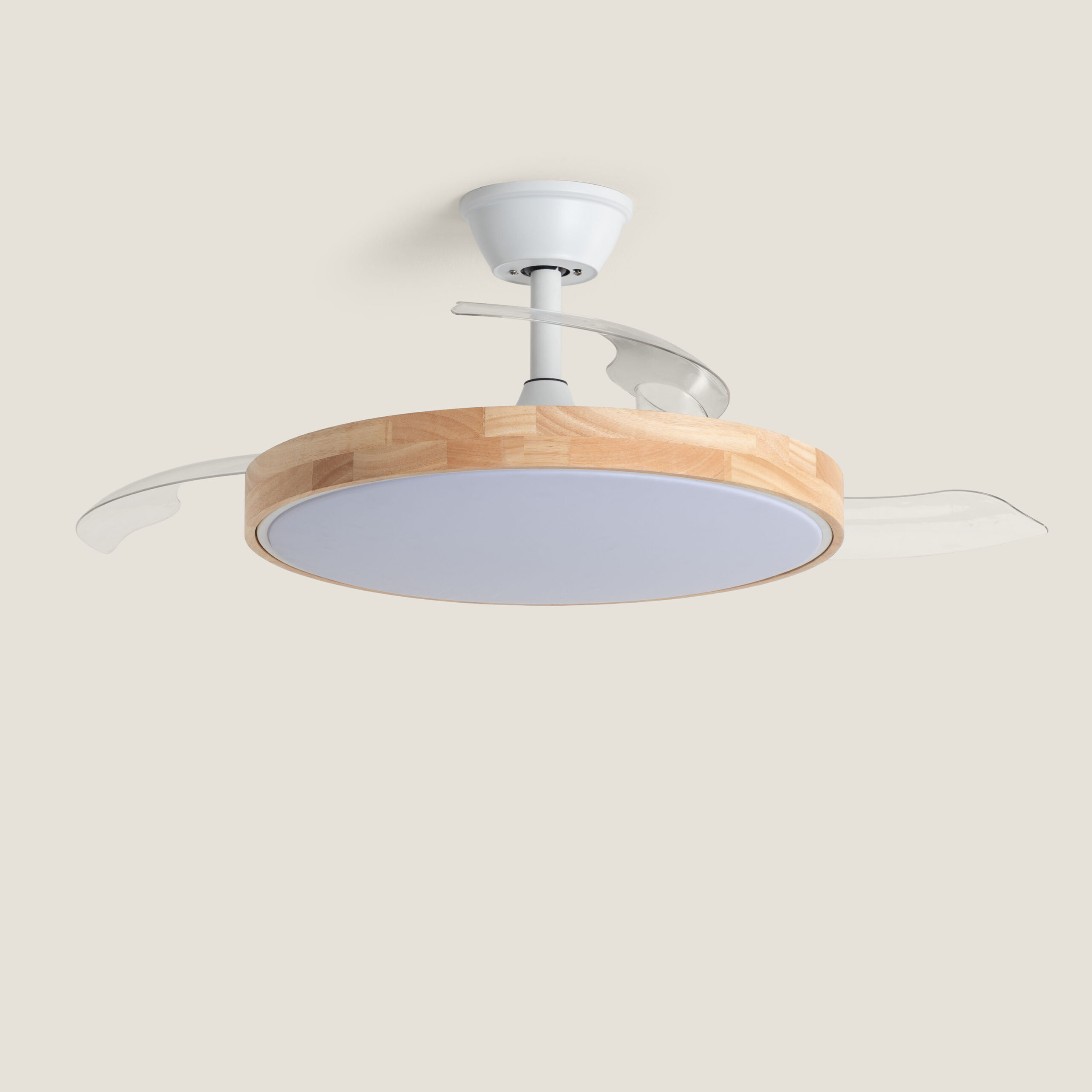 Fantiluxe Varnvik Ventilador de techo, Ø106 cm, Mando a distancia + aplicación móvil, Transparente