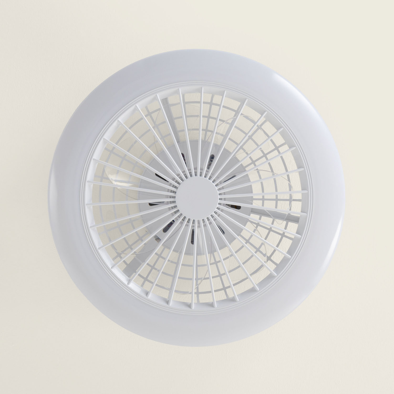 Fantiluxe Albin Ventilador de techo, Ø45 cm, Mando a distancia, Blanco / Transparente
