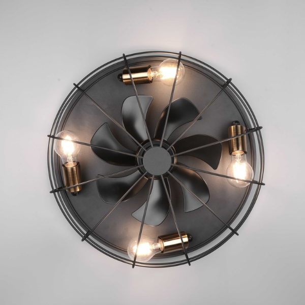 Fantiluxe Sam Ventilador de techo, Ø48 cm, Mando a distancia, Negro